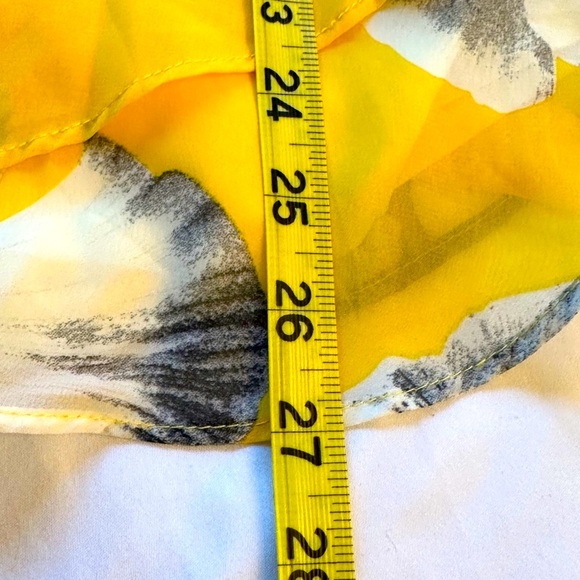 BCX Tank Top, Very Soft and Sheer Yellow Floral Keyhole Layered - Picture 8 of 8